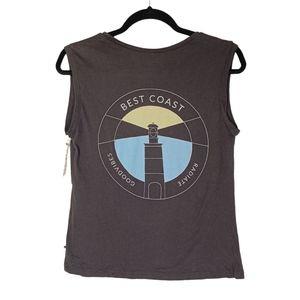 RHYTHM. Gray Best Coast Sleeveless Graphic Lighthouse Print Top XS NWT